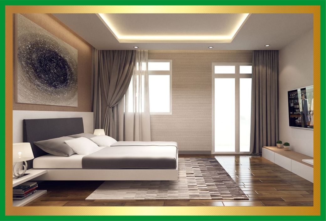Phối cảnh phòng ngủ trước lầu 2 phương án sử dụng giấy dán tường-Giấy dán tường, ngoài đơn giá xây nhà trọn gói