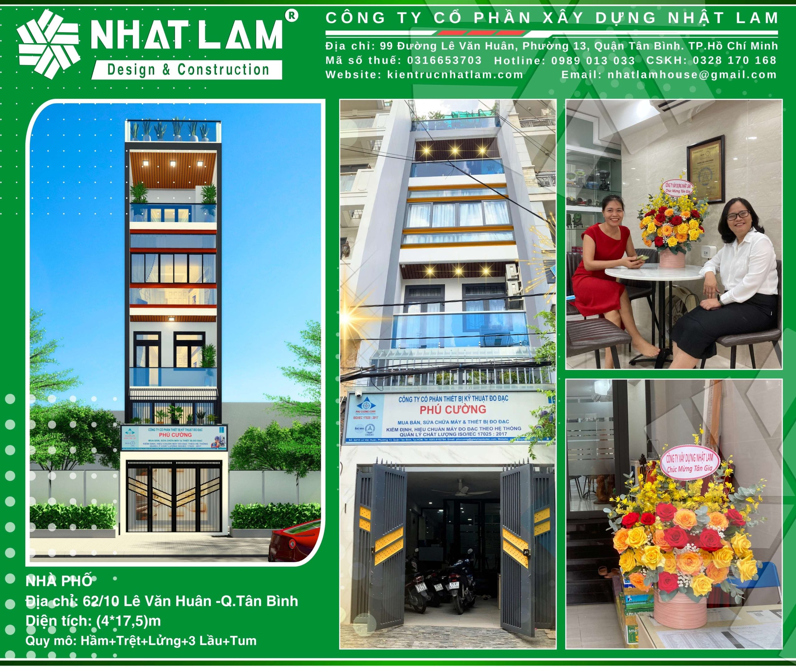 Xây nhà trọn gói văn phòng + Kết hợp nhà ở-62/10 Lê Văn Huân, P13, Q.Tân Bình, TP.HCM