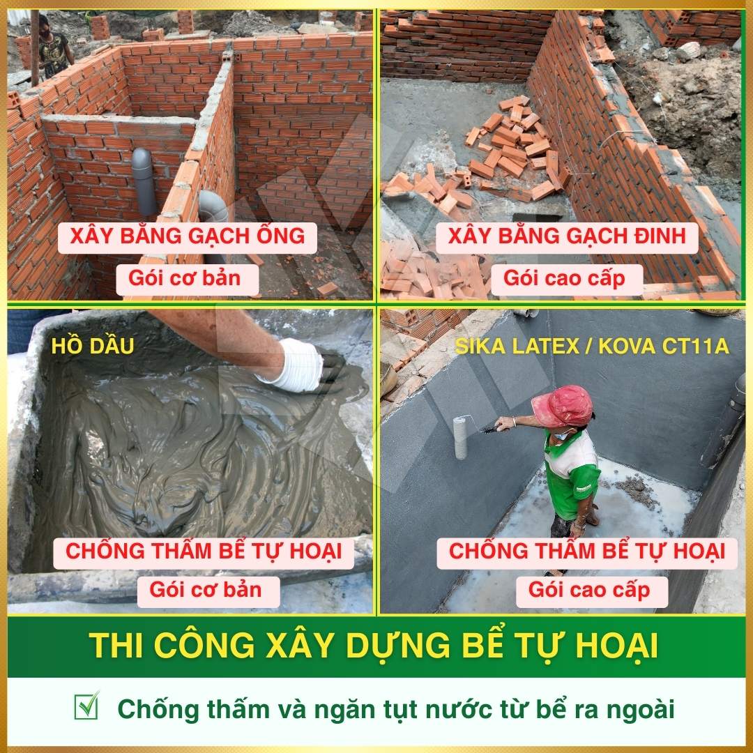 Thi công xây dựng phần thô: công tác bể phốt 
