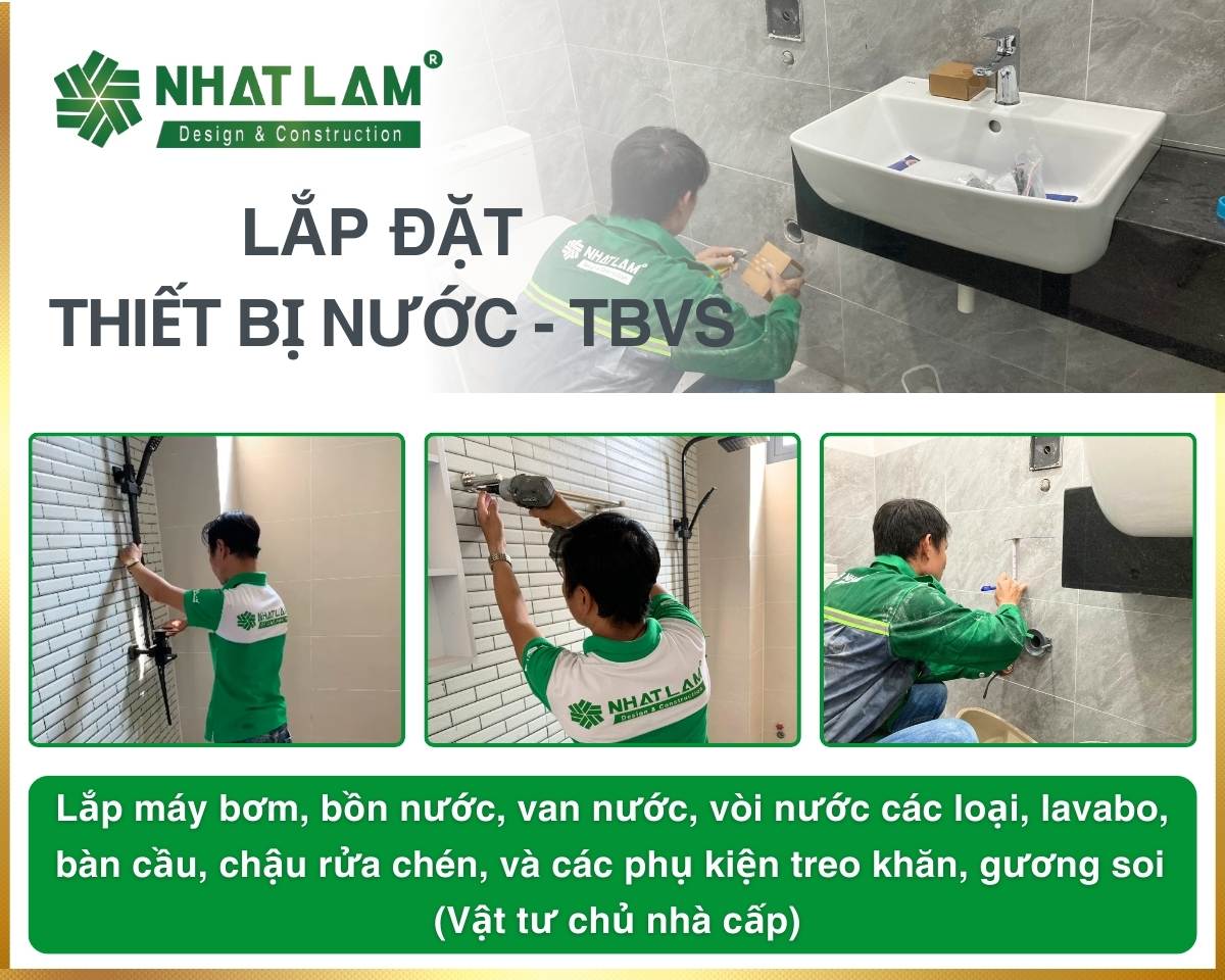 nhân công hoàn thiện lắp đặt thiết bị nước, thiết bị vệ sinh