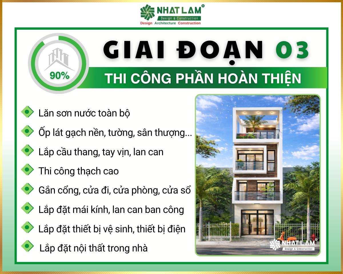 Giai đoạn thi công phần nhân công hoàn thiện gói xây nhà phần thô